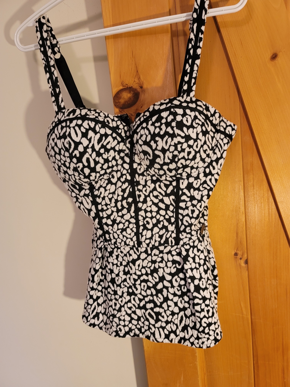 Black & White Leopard Print Bustier Tank Top